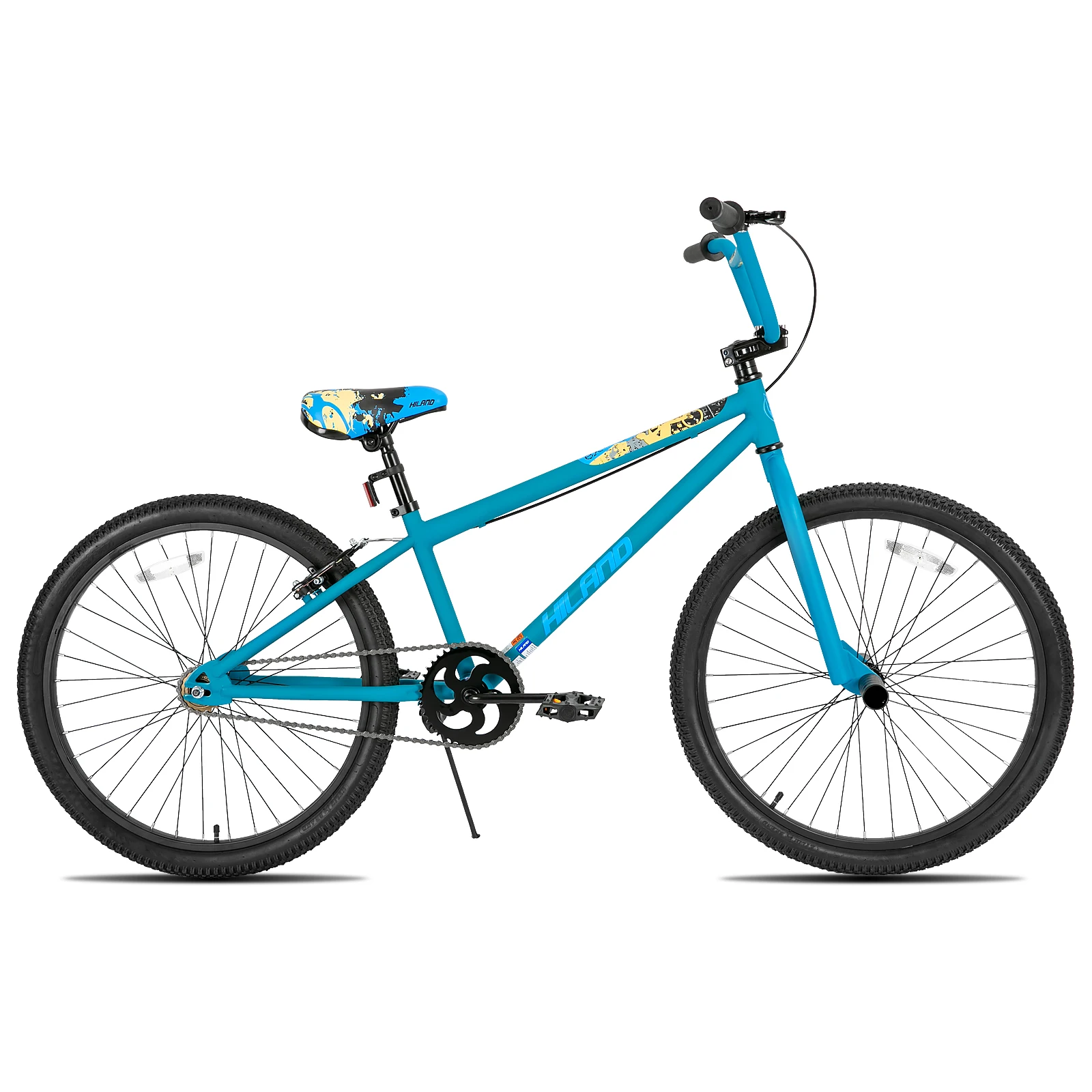 HILAND Freestyle 24-inch BMX, kinderfiets met 2 stalen haringen, vrijloop, voor jongens en meisjes van 7, 8, 9, 10 jaar