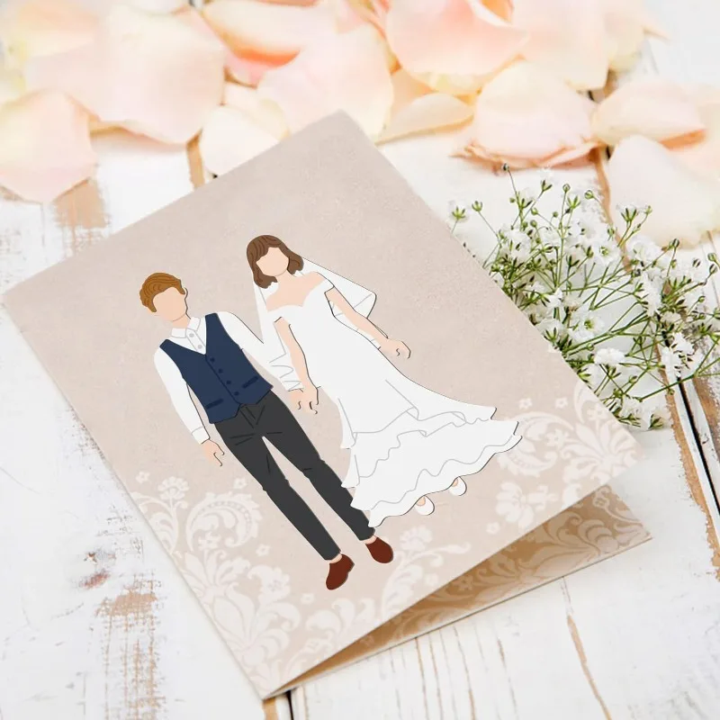 3pcs Wedding Dress Up Cut Dies Married Couple Cutting Dies Metal Embossing Stencil for Card Making Decorative Scrapbooking