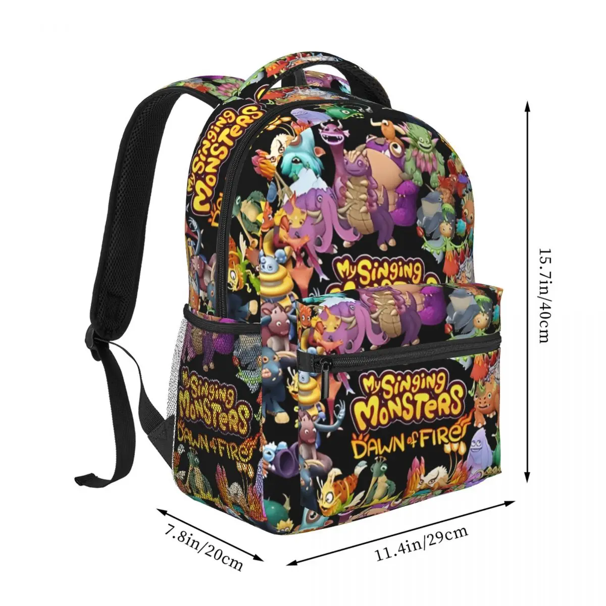 My Singing Monsters Fire Backpack Student Schoolbag for Men Women Laptop Canvas Bags 16in