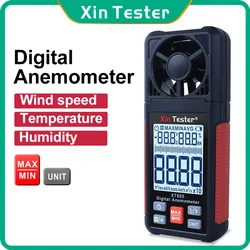 Xin Tester anemometro del vento misuratore di velocità dell'aria digitale misuratore di velocità misuratore di velocità sensore di umidità della temperatura professionale XT605