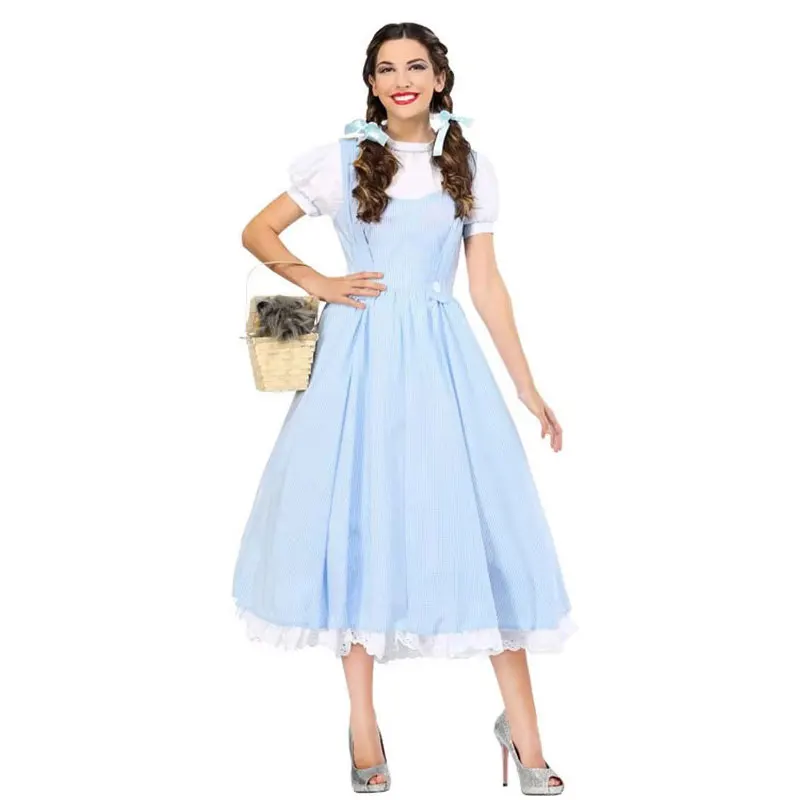 

Костюм Дороти Канзас для девочек для взрослых женщин, карнавальное нарядное платье Пурим на Хэллоуин с платком