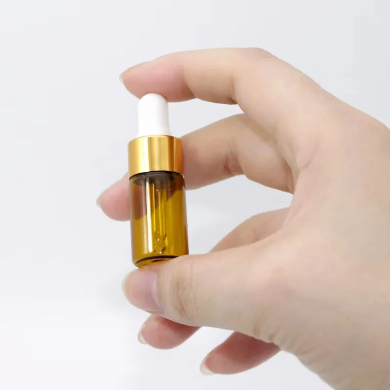 50 Stuks 1/2/3/5Ml Glazen Druppelaar Fles Reizen Glazen Flesjes Cosmetische Monster Container Voor Etherische Oliën, Parfum Met Glazen Druppelaar