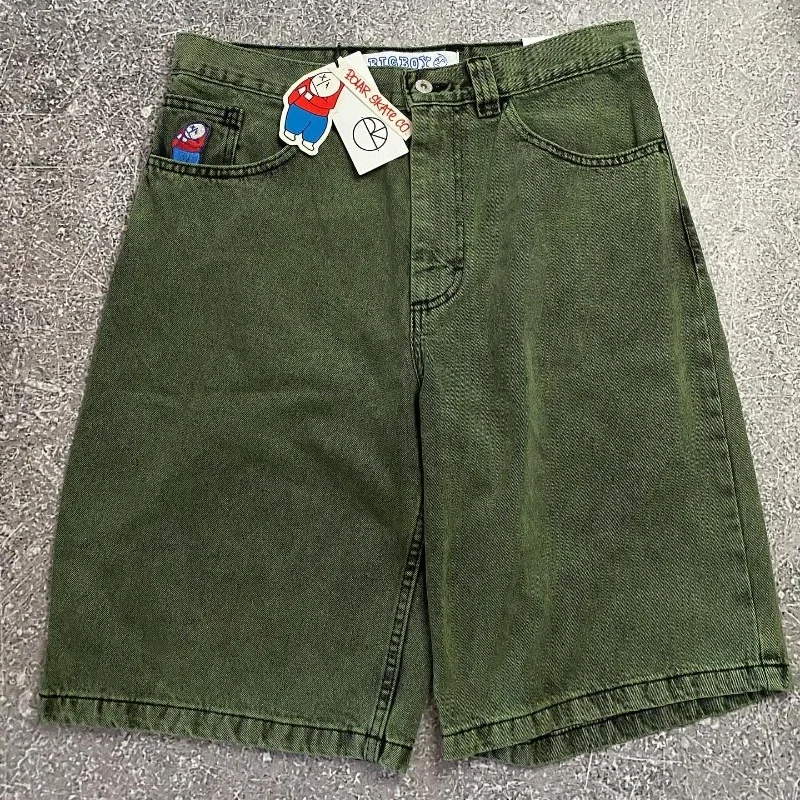Big Boy Baggy Shorts New Harajuku Hip Hop Cartoon Graphic Retro Denim Shorts 1