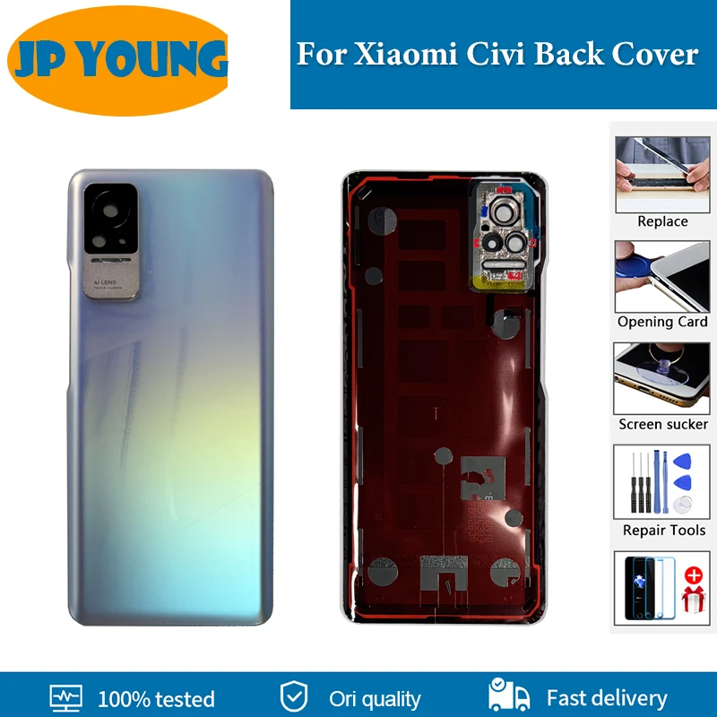 AAA+ quality New Back Battery Cover For Xiaomi Civi Back Cover Rear Door 2109119BC Hosing Case Battery Glass Replacement Parts