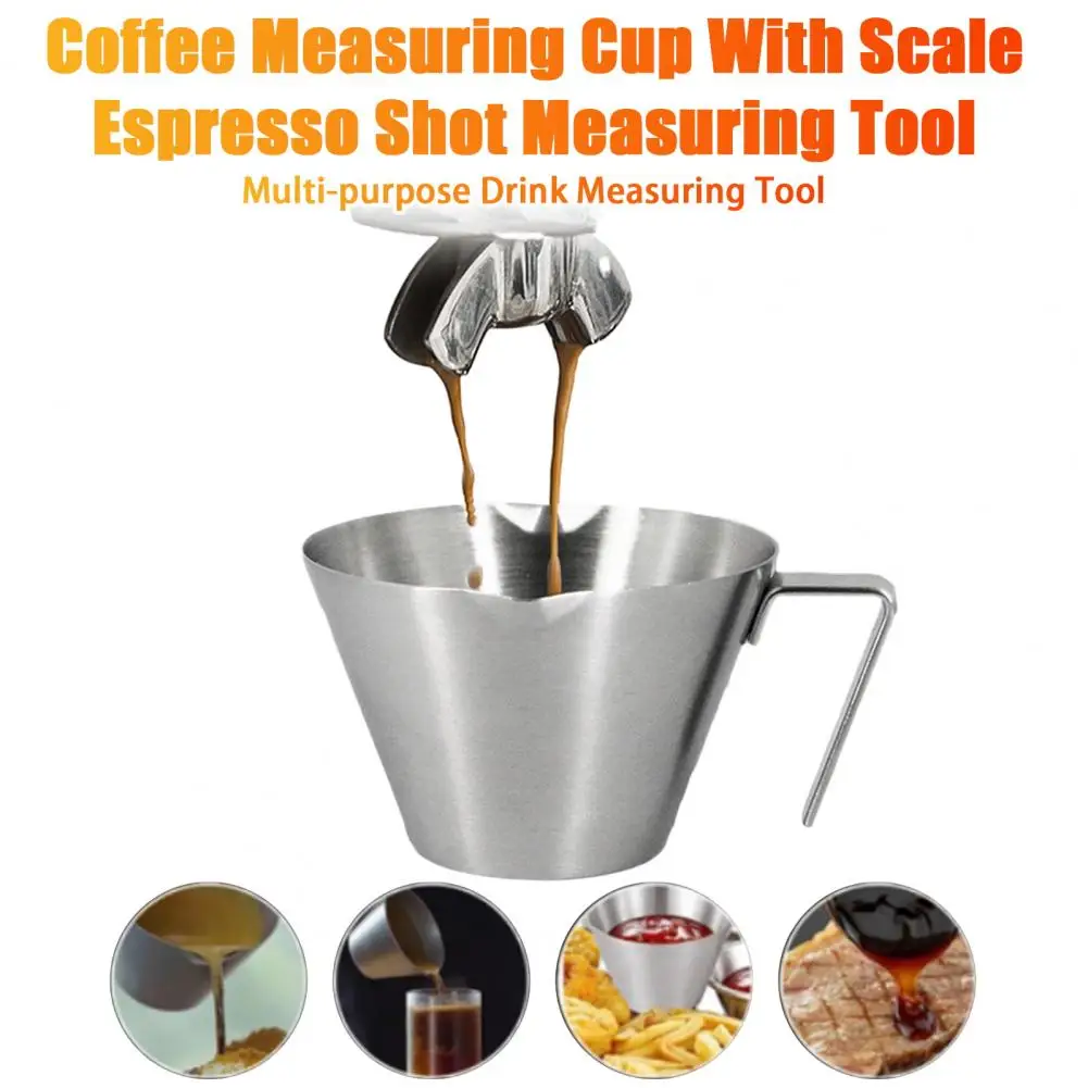 Cocktail Measuring Cup Dual Scale Stainless Steel Coffee Cup with V-Shaped Spout 100ml Espresso Shots Cup with Handle