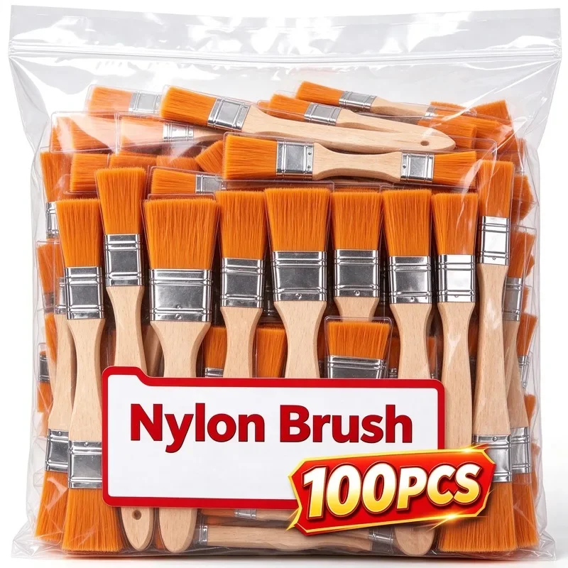 10-100pcs Paint Brushes Set Nylon Soft Bristle Wooden Handle Brushes for Oil Painting Dusting Watercolor Cleaning Hand Tools