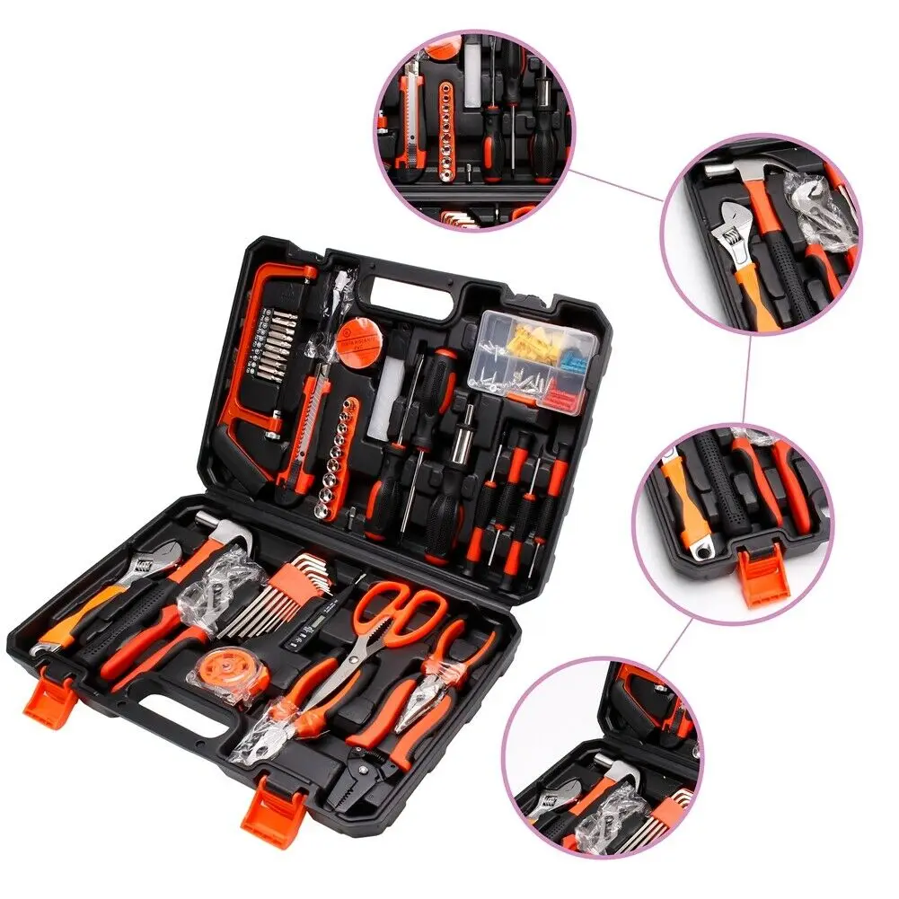 

102 шт. набор инструментов, ручной бытовой DIY ремонт, ежедневное обслуживание, домашнее оборудование, инструменты, органайзер, коробка, удобная для переноски