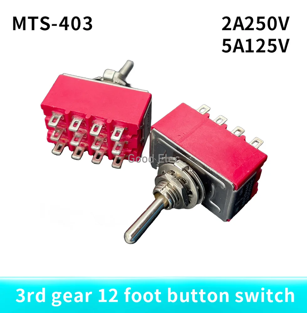 MTS-403 Red 4PDT ON-OFF-ON 12 pins Power Button 3 positions 2A/250VAC 6A 125VAC Rocker Toggle Switch