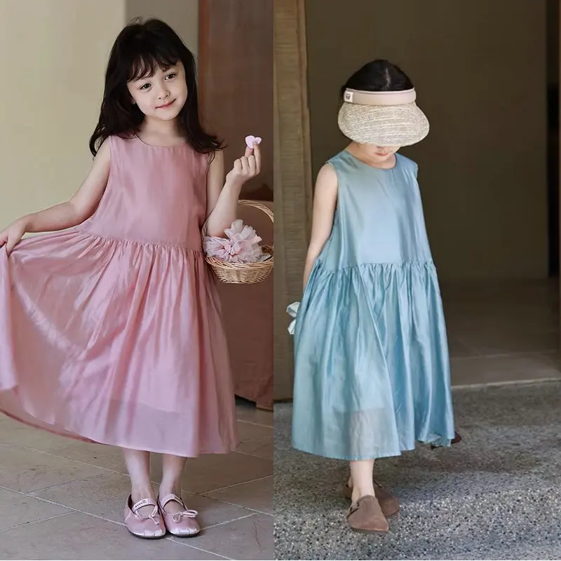 Children's clothing, girls' dress, satin high-end dress, princess dress2026New Summer Clothing Arrivals
