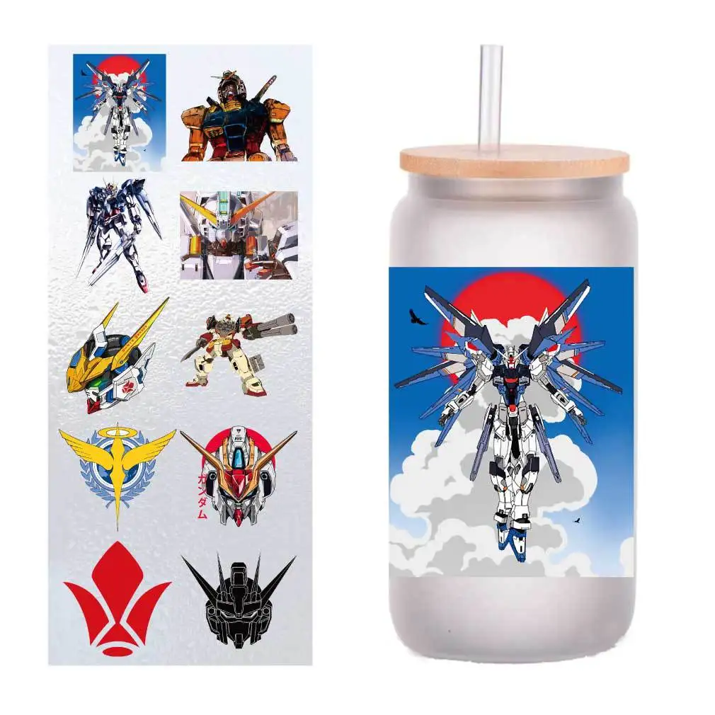 

10 pieces/pack mobile suit 0079UV transfer stickers Crystal label Cup stickers customized four inches.