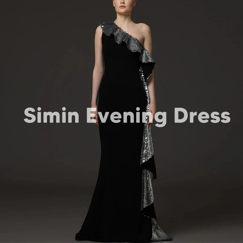 

Simin Women's Mermaid One-shoulder Sequins Ruffles Evening Dresses With Sleeveless Floor-Length Formal Elegant Dresses 2025