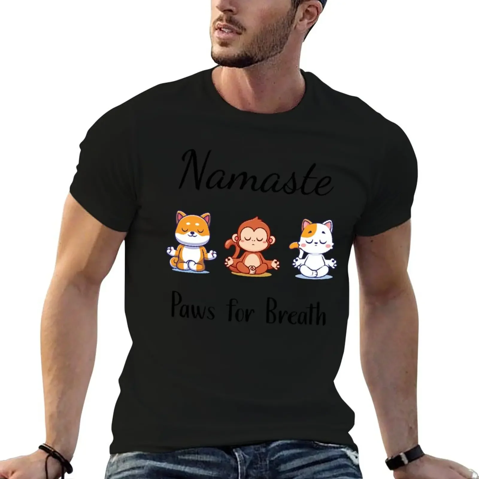 

Namaste Paws for Breath T-Shirt blacks custom shirt oversized t shirt graphic shirts heavyweight t shirts for men