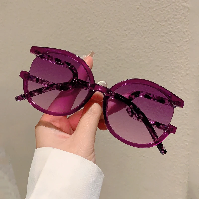 KAMMPT Y2K, gafas de sol de diseño a la moda con decoración redonda de gran tamaño para mujer, gafas de sol de marca para exteriores, gafas de sol para viajes y senderismo