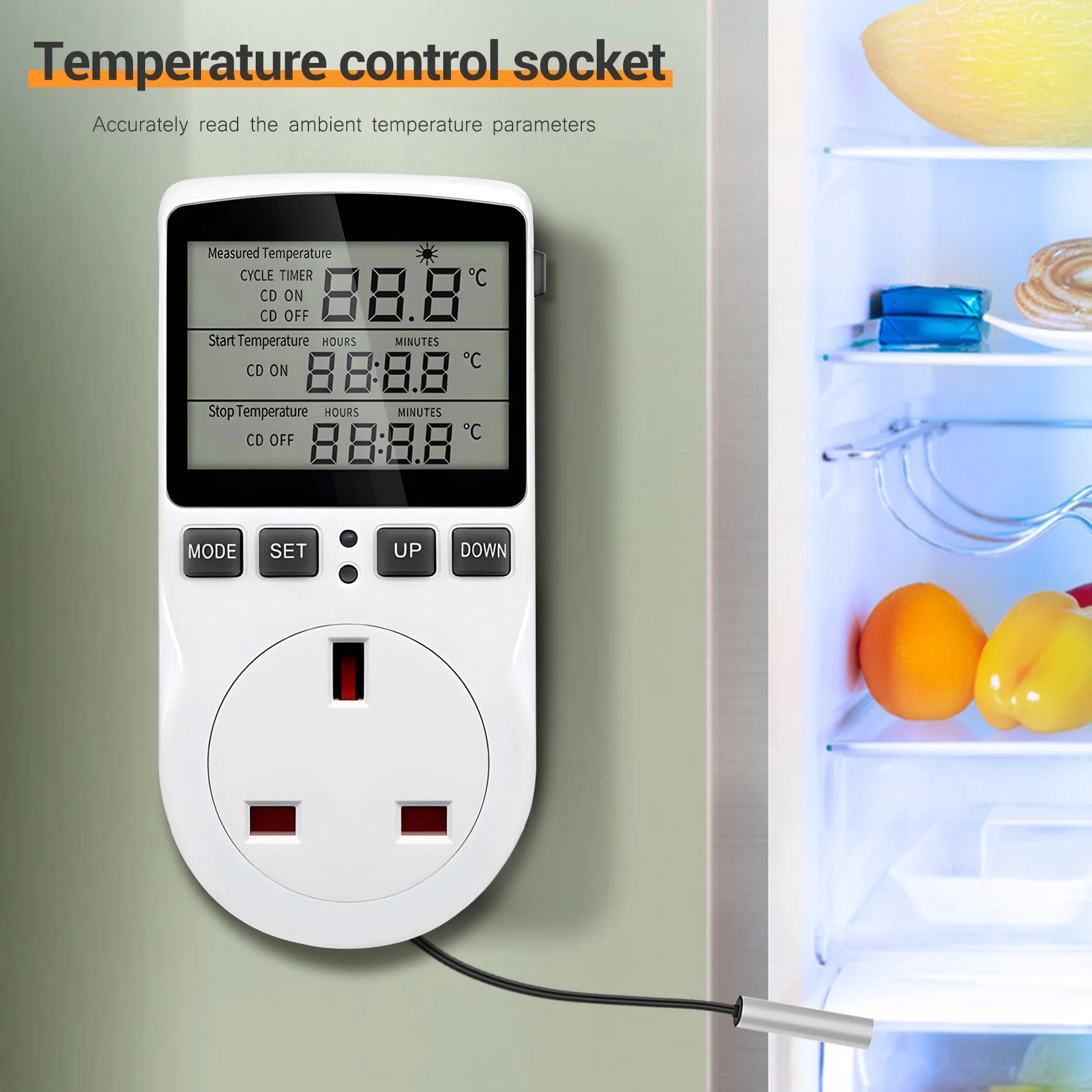 ABRE-Digital Temperature Controller Thermostat Outlet Socket Plug Heating Cooling Timer For Homebrew Greenhouse
