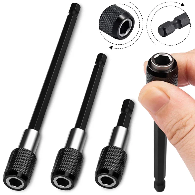 

60-150mm Hex Shank Quick Release Bar Socket Screwdriver Drill Bit Holder Magnetic Extension Chuck Adapter for Impact Driver Bits
