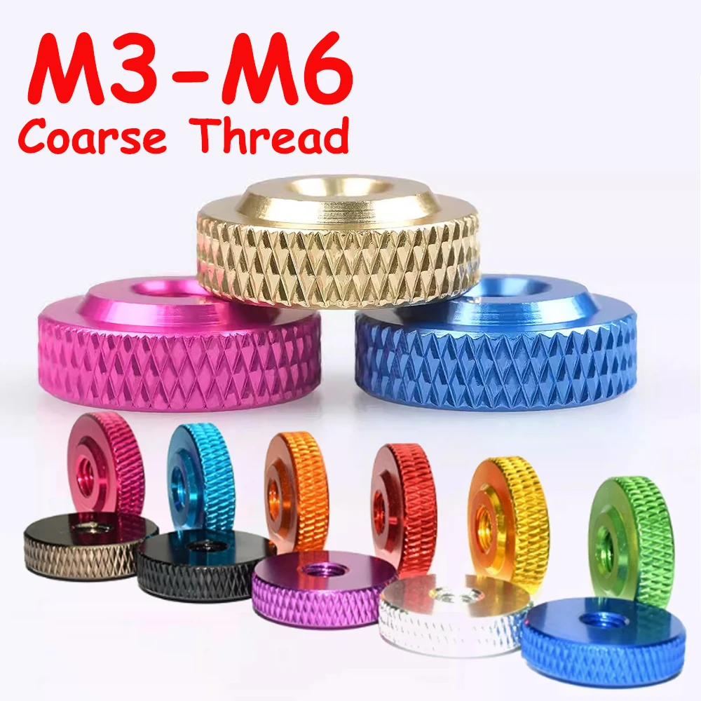

Yiqianyuan Colorful Aluminum Knurled Thumb Nut GB807 M3 M4 M5 M6 Hand Tighten through Hole Thin Nut for FPV RC Model Accessories