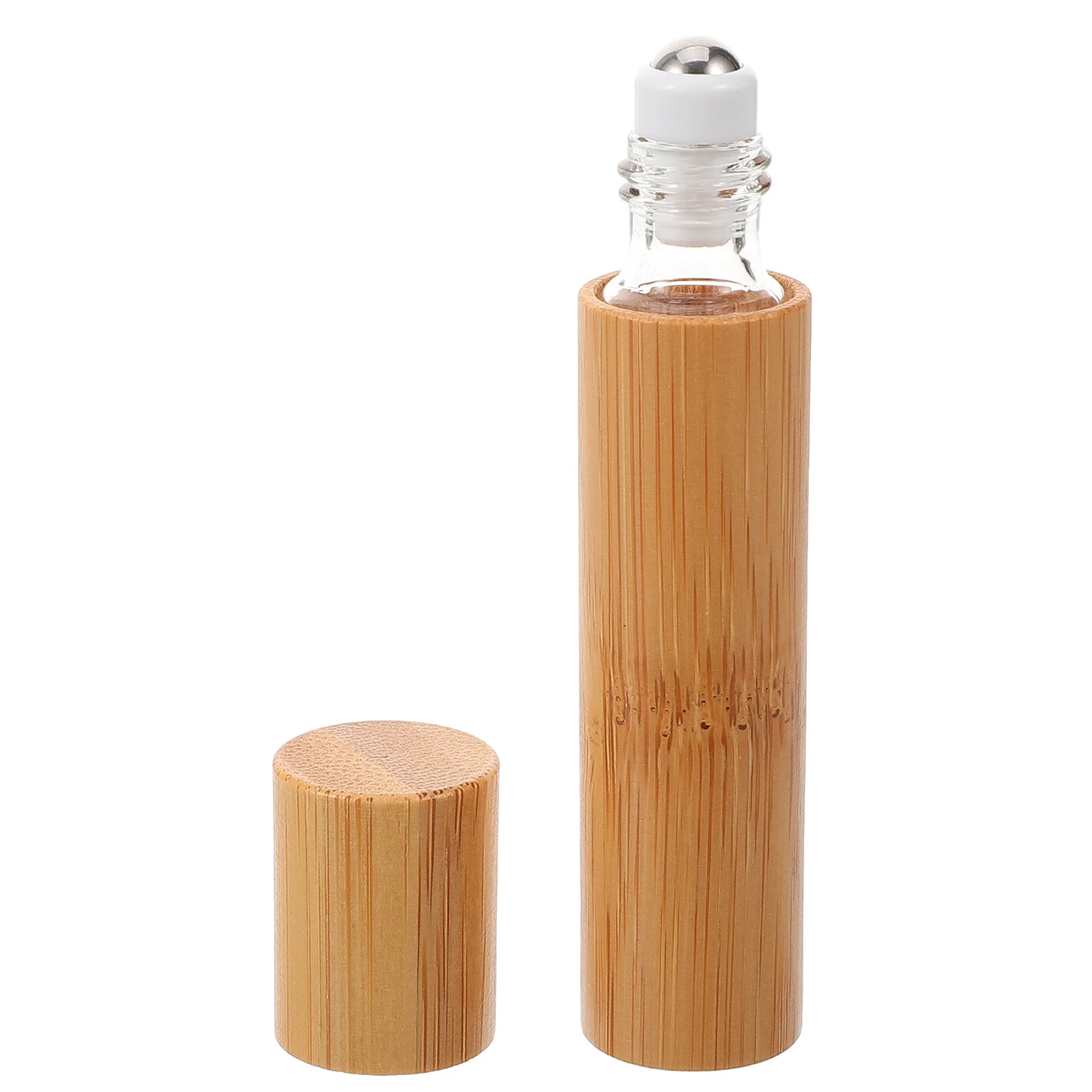 Glass Essential Oil Roller Bottle 10Ml Bamboo Refillable Roll on Bottle Travel Portable Perfume Small Oil Bottles