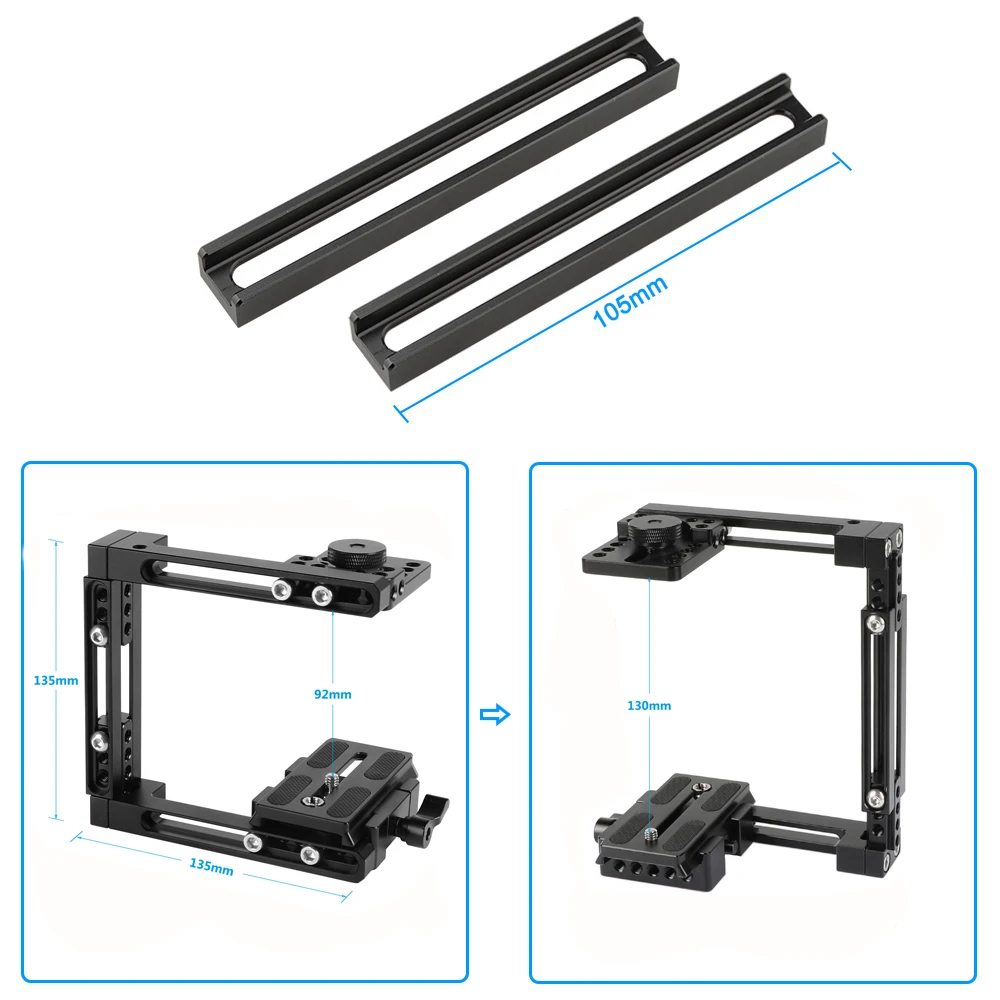 CAMVATE Extension-type Camera Cage C-frame Rig With Manfrotto Quick Release Plate & Adjustable 15mm Railblock& Wooden Top Handle