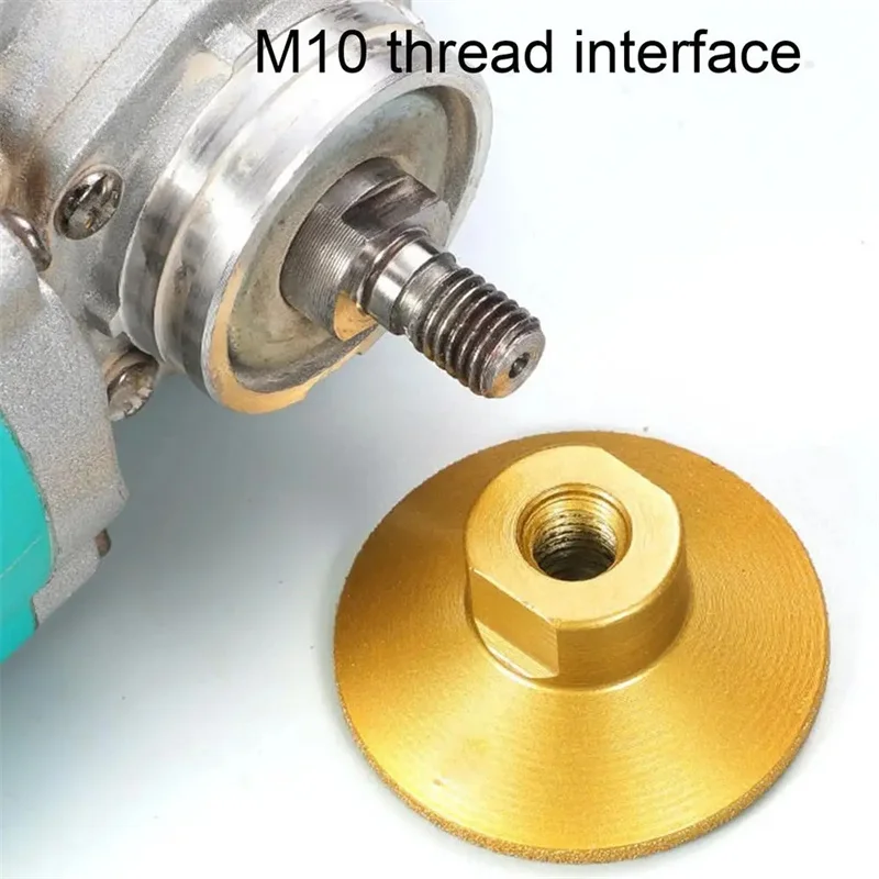 M10 Diamantgelöteter flacher Schleifkopf, Marmorstein, Arbeitsplatte, Besatz, grobe Polierscheibe, Winkelschleifer, Schleifpad – Detail 6