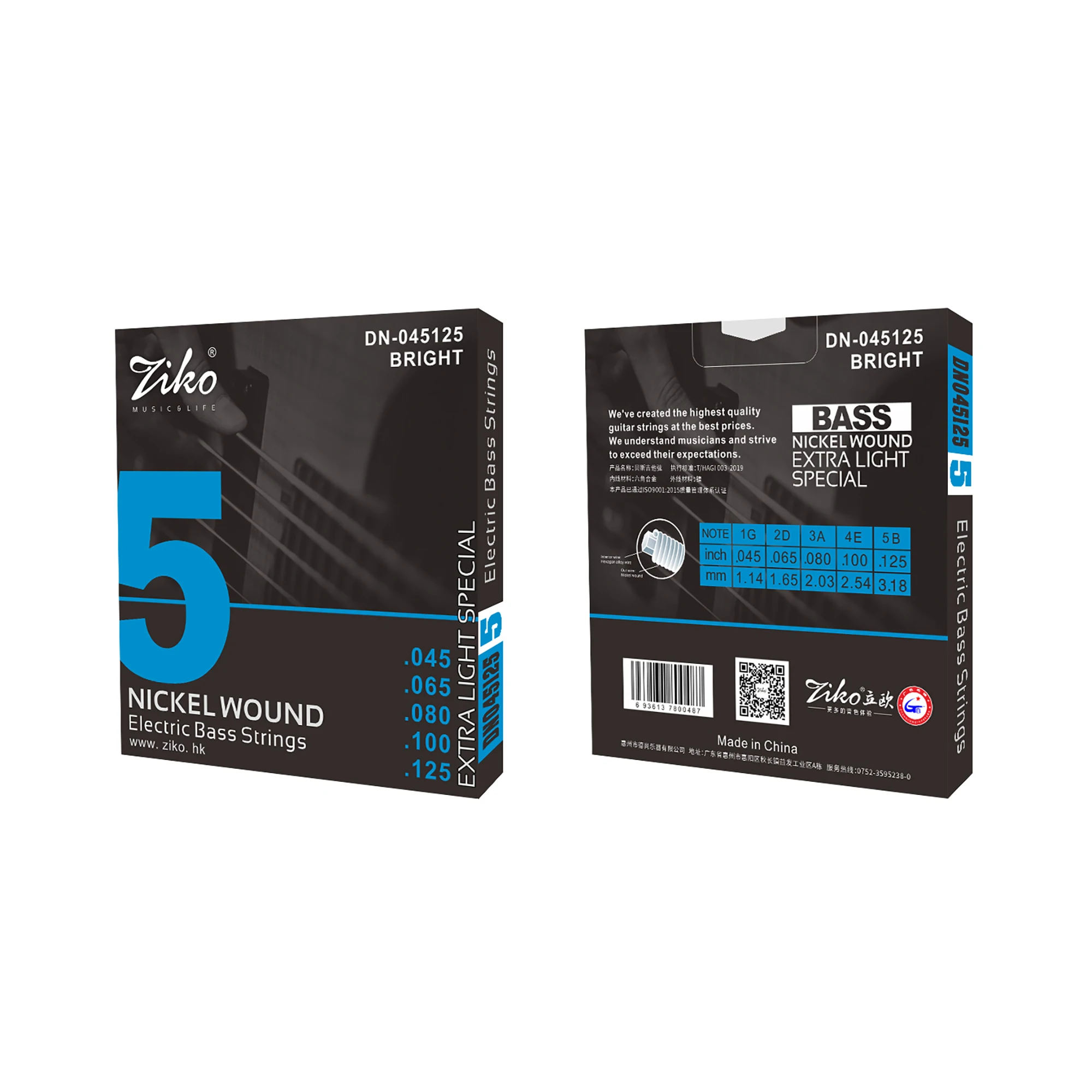 ZIKO 5-String Bass Guitar Strings Hexagonal Steel Core Nickel Wound Electric Bass Guitarra Strings Guitar Parts & Accessories