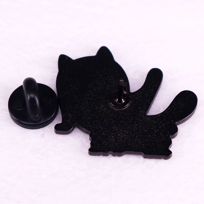 Self Care Black Cat Funny Meme Enamel Pin Cartoon Kitty Brooch Mental Health Inspirational Quote Badge Jewelry