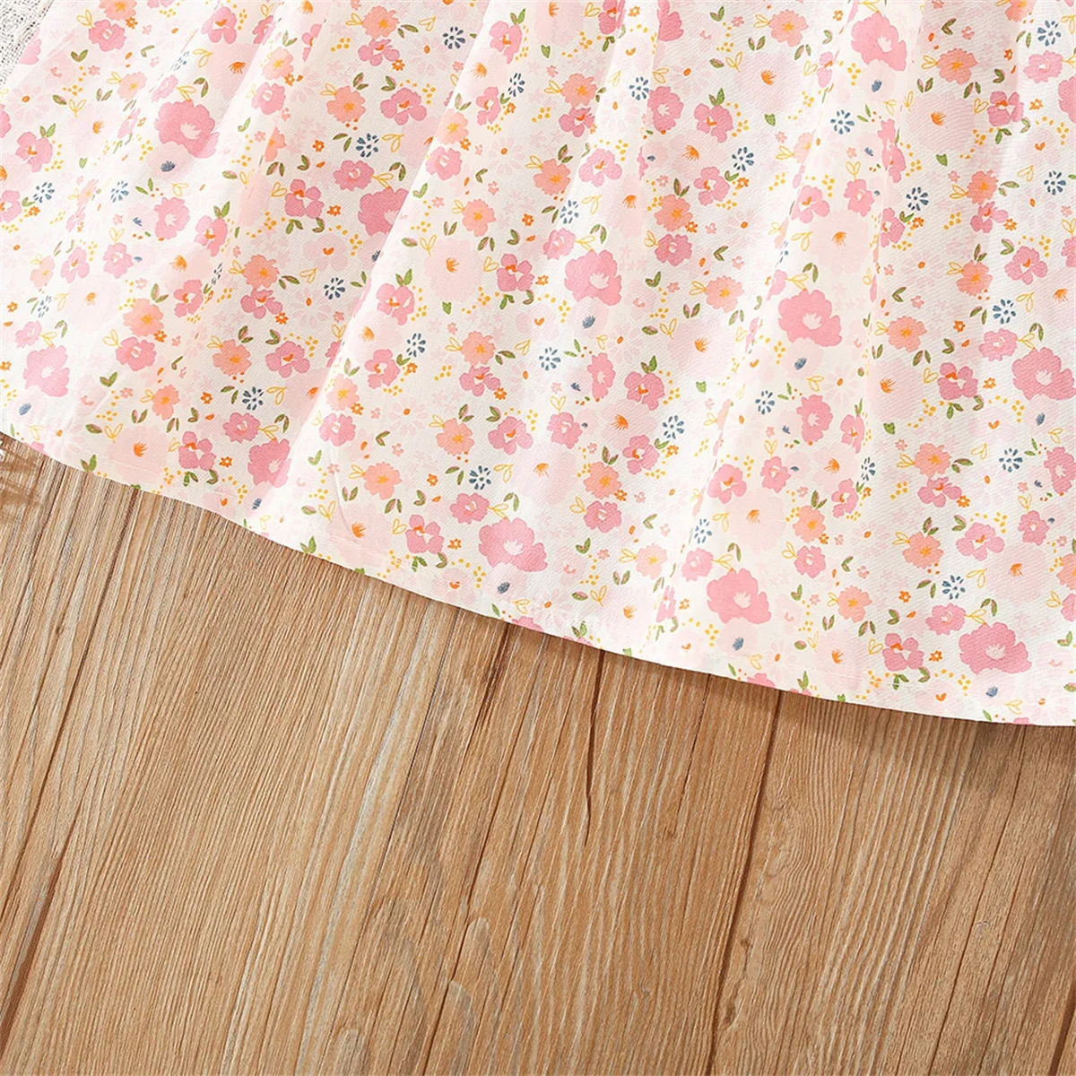 Small Floral Pink Large Bow Baby Dress, New Summer Girl Baby Bubble Sleeve Dress