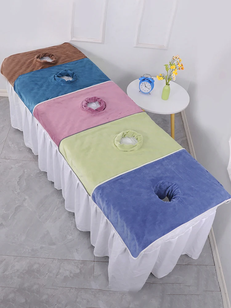 Table de massage spa de beauté épaissie avec trou, serviette de visage avec planche, hôpital, hôtel, salon de beauté, 40x80cm