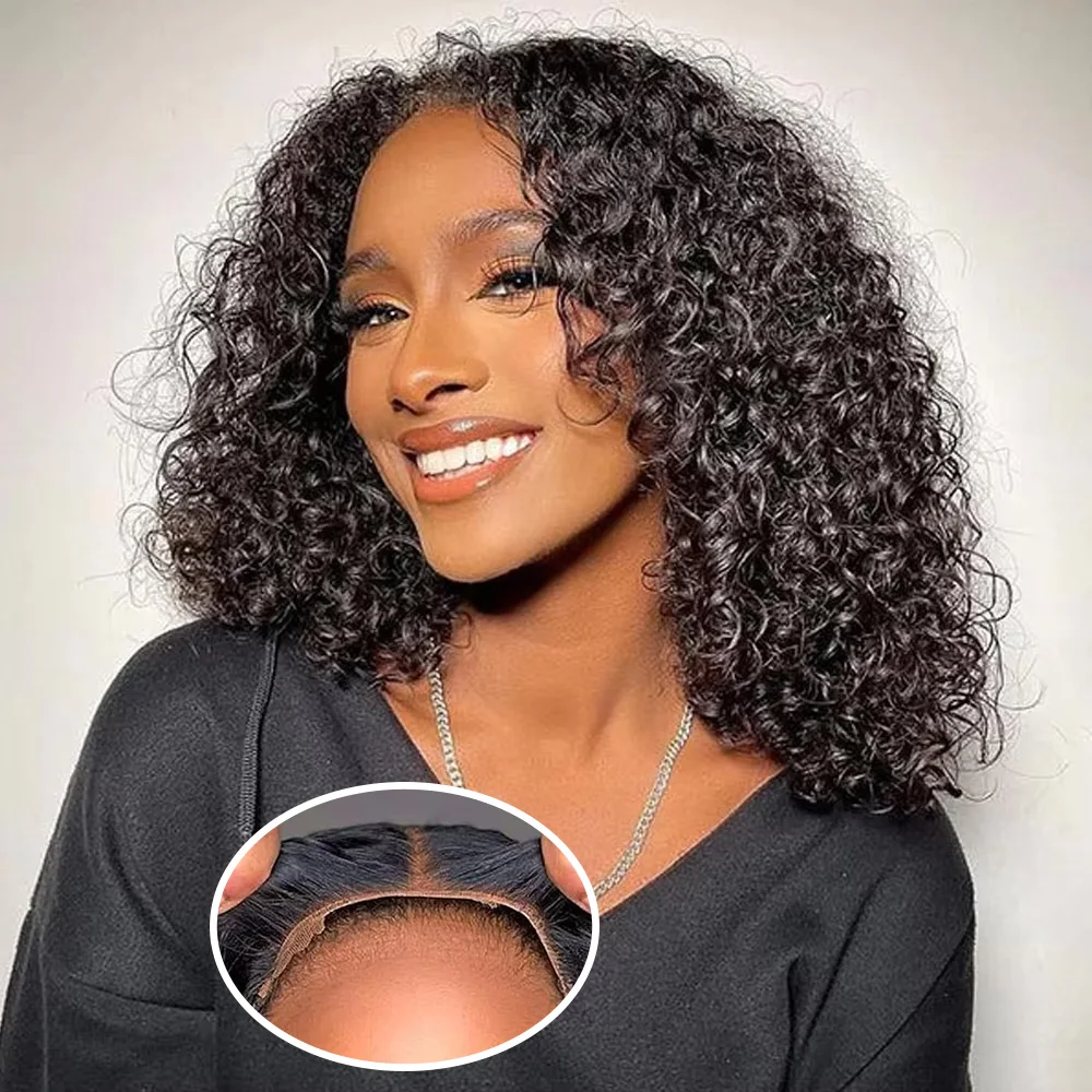 250% Water Wave 13x4 7x5 Glueless Wig Human Hair Ready To Wear Bob Wig For Women Curly Short Human Hair Cheap Wigs On Clearance