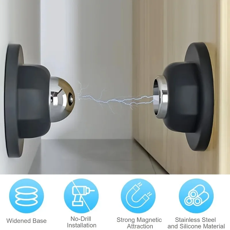 Succión de puerta sin perforaciones, nueva puerta móvil de silicona anticolisión con fuerte succión táctil silenciosa magnética