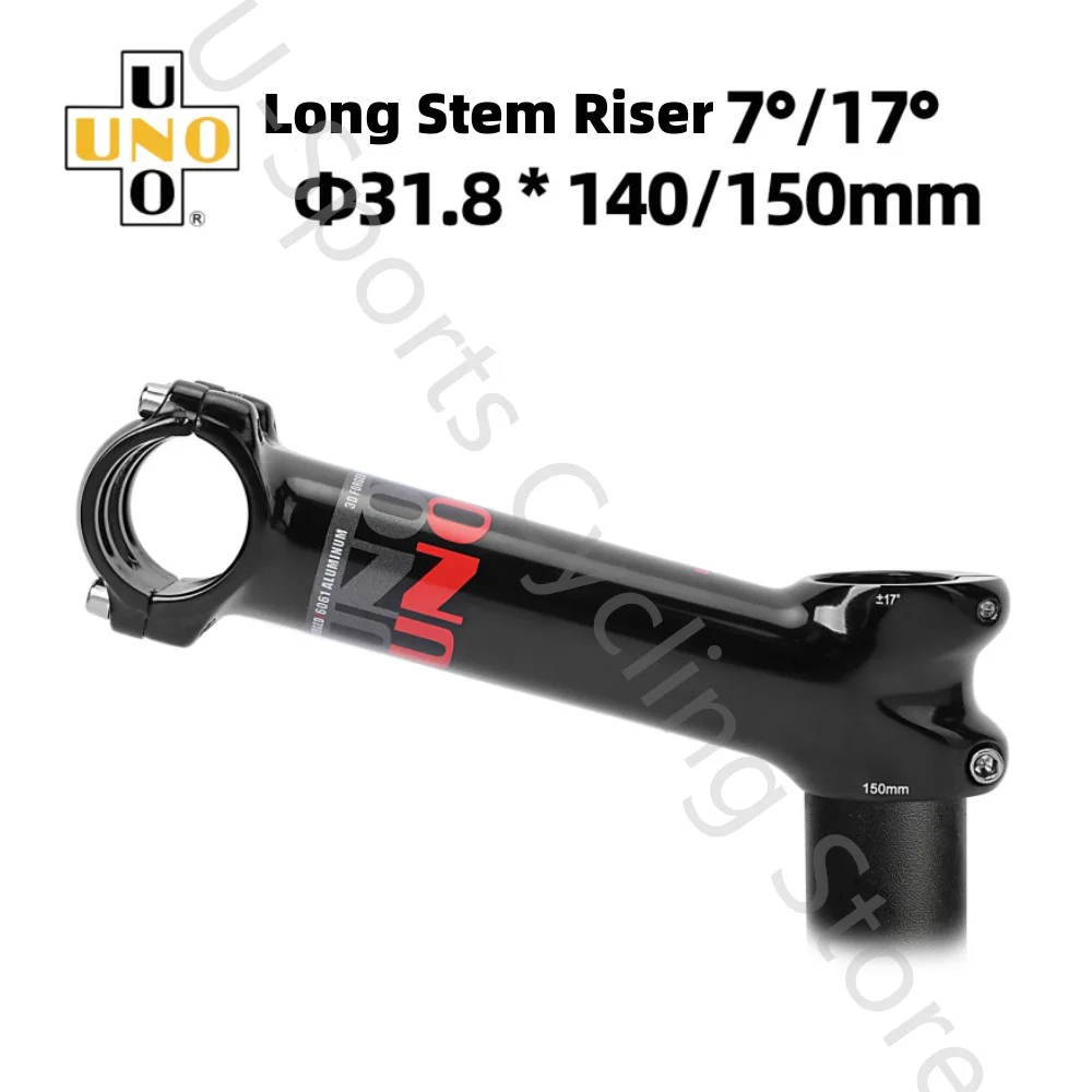 2026 New UNO Mtb Bike Stem 7/17 Degree Long Stem 140/150mm Takeaway 31.8mm Bicycle Handlebar Stem Riser Steering Wheel Mtb Power
