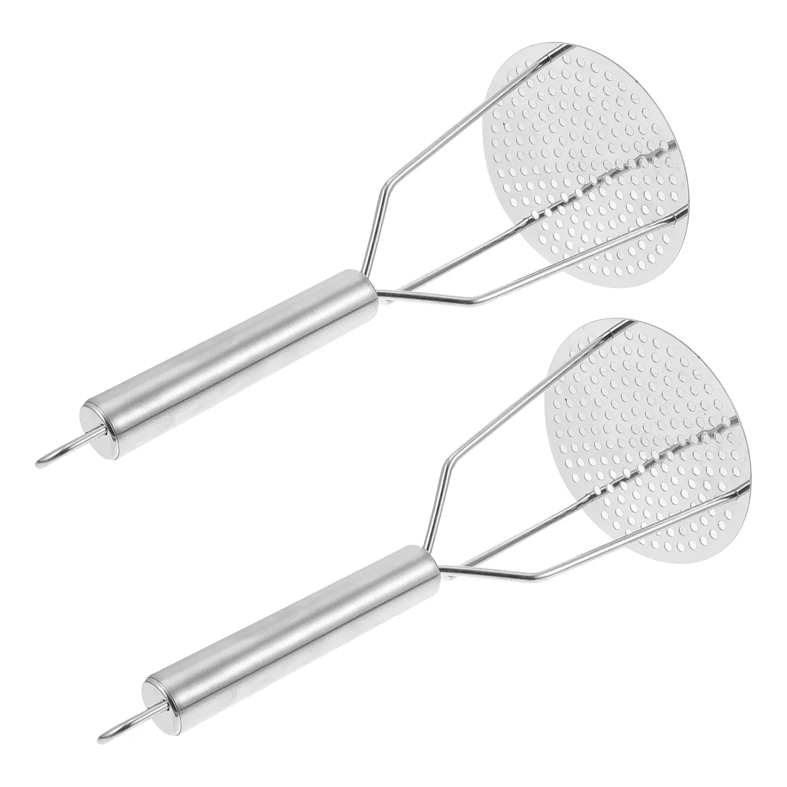 2Pcs Stainless Steel Kitchen Masher Anti Corrosion Wear Resistant Easy Clean Dense Holes for Potato Pumpkin Carrot Puree Prep