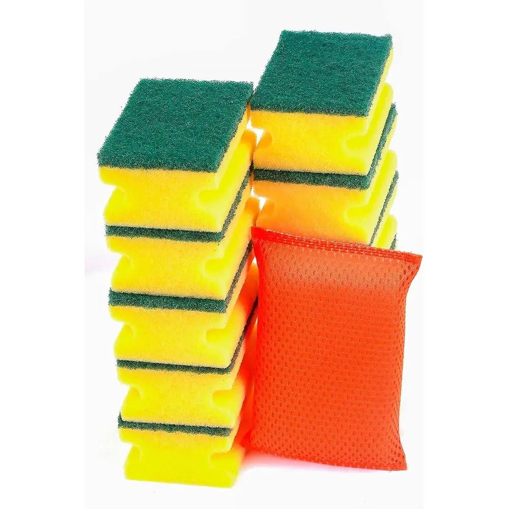 

Easy Grab Nail Saver Scrub Sponges, for Washing Dishes and Cleaning Kitchen, for All Surfaces, 10 Pieces Scrub Sponges with