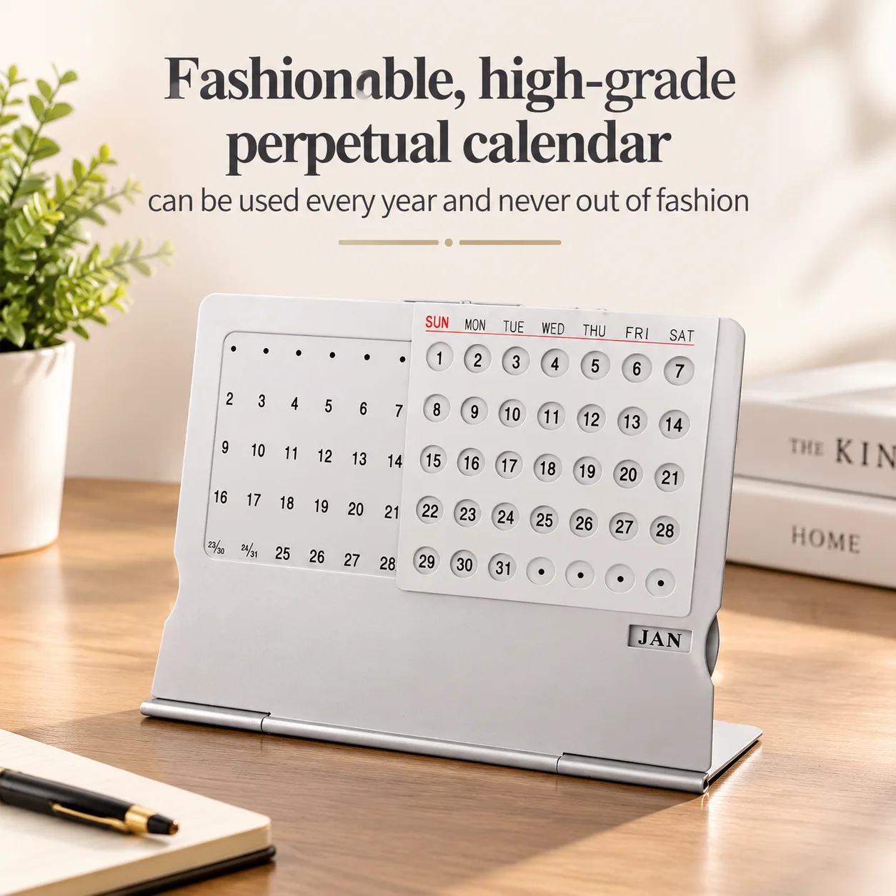 Aluminum Perpetual Supplies Metal Calendar Desk Universal Calendar 100 Years Perpetual Calendar Durable English Desk Decor
