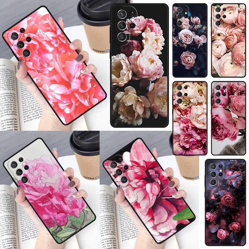 Colorful Flower Rose Peony Cover For Samsung Galaxy S23 Ultra S22 S20 S21 FE S8 S9 S10 Plus Note 10 20 Ultra phone Case