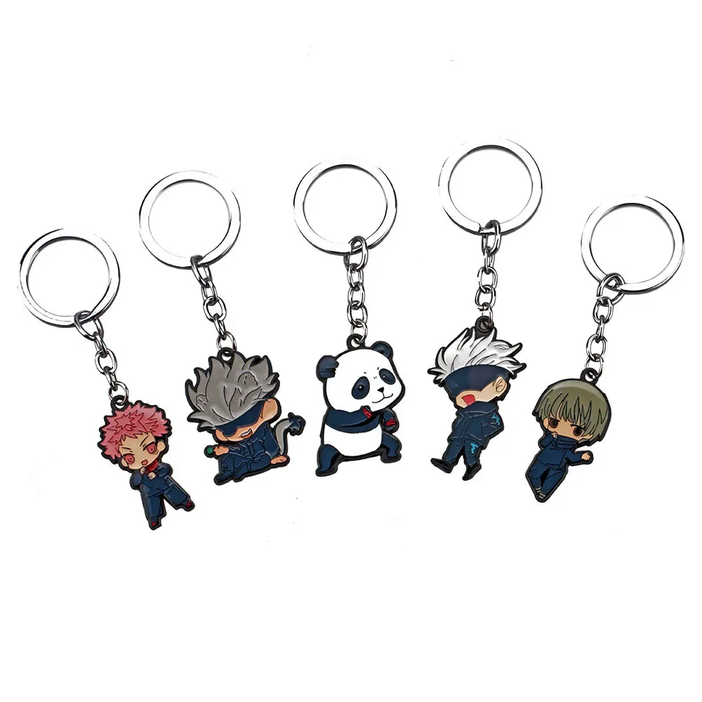 Jujutsu Kaisen Cartoon Charactor Keychain Gojo Satoru Itadori Yuji Metal Key Ring Key Finder Anime Fans Car Bag Decor Jewelry