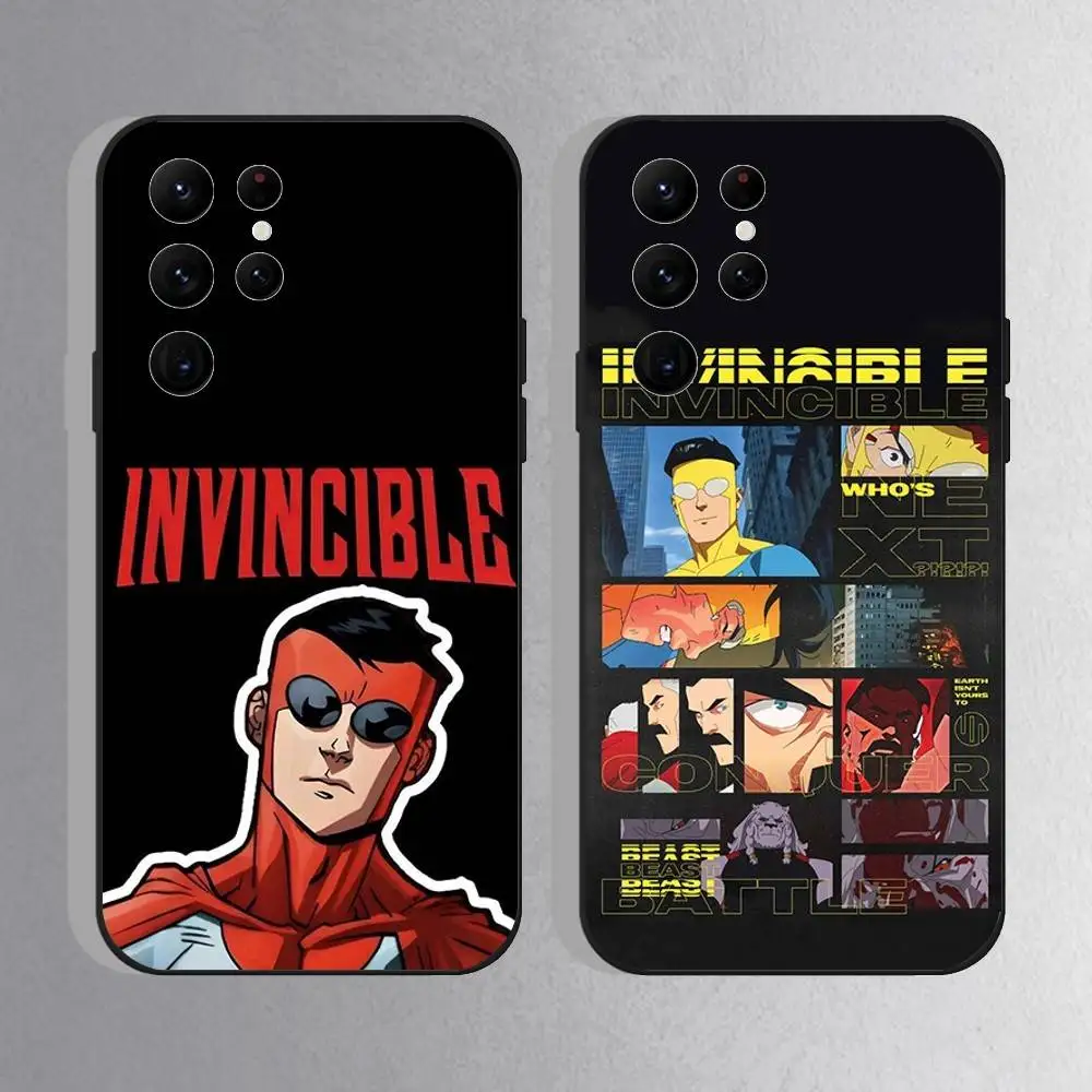 

Superhero I-Invincible Phone Case For Samsung S25,S24 Ultra,S20,S30 plus,S22 Plus,S23,Ultra 5G Silicone Black Shell