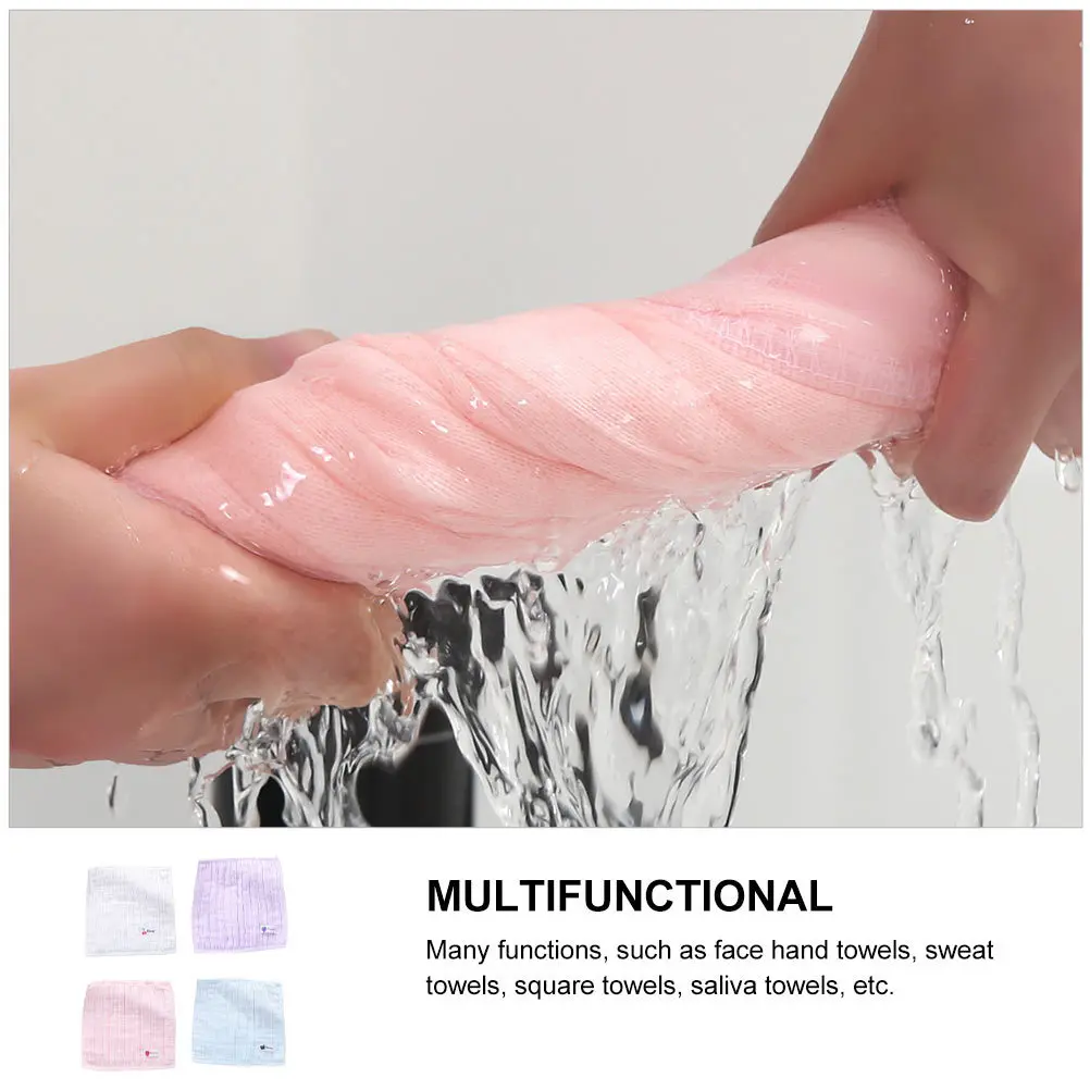 

4 шт., носовой платок из чистого хлопка, марлевое полотенце для протирки лица, разные цвета, мягкая дышащая водопоглощающая детская мочалка