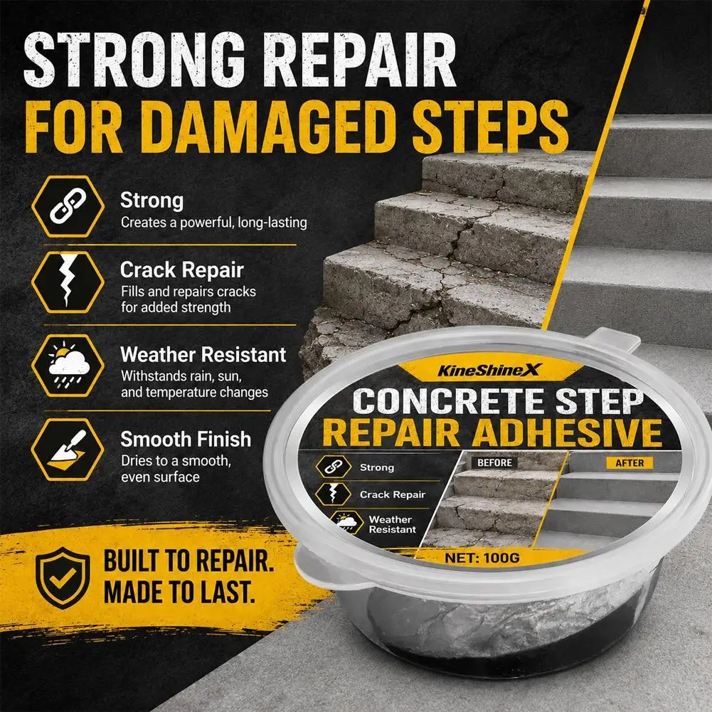 Concrete Step Repair Adhesive 100g Cement Crack Filler Mortar Paste Damaged Stairs Walkway Patio Driveway Weather Resistant Glue