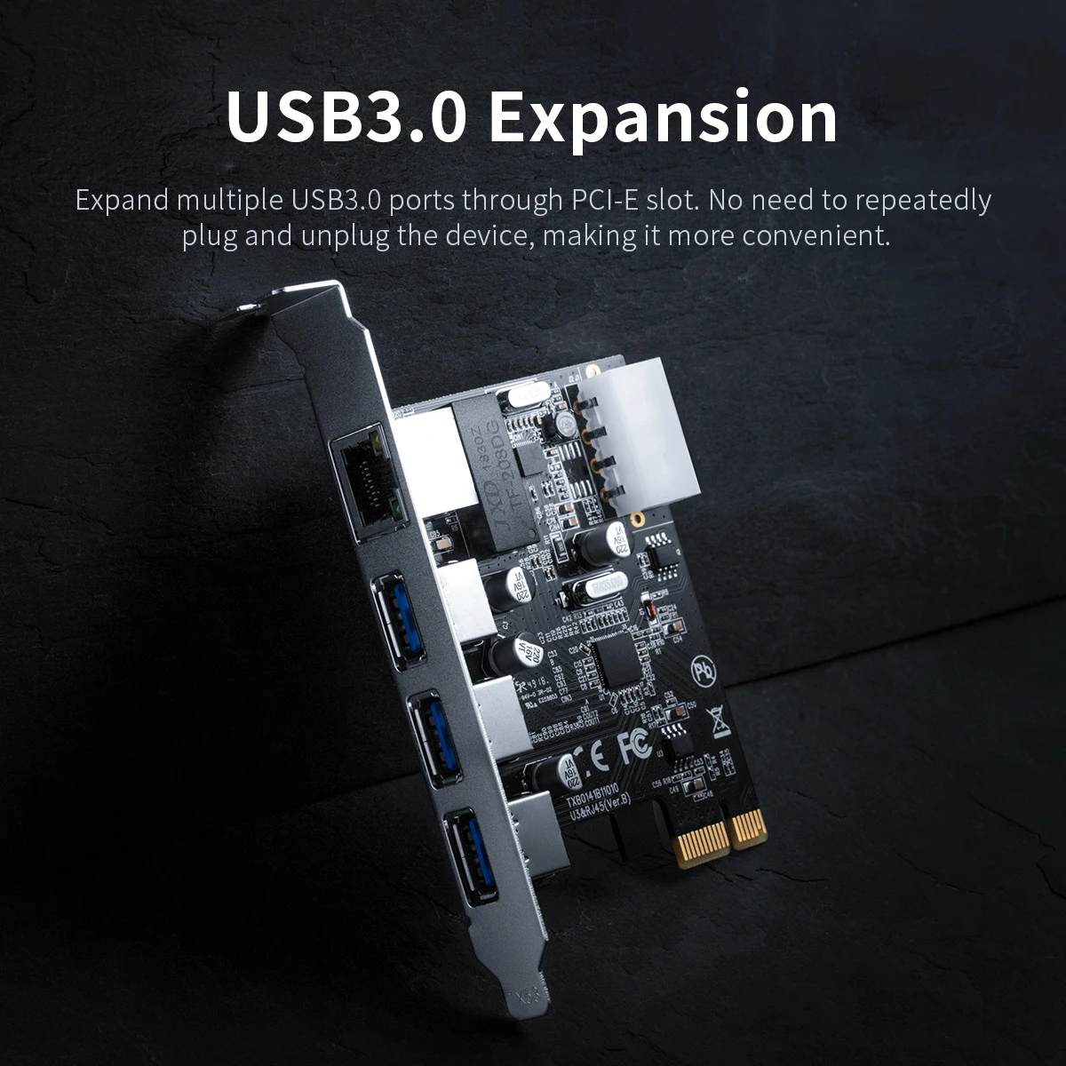 ORICO USB3.0 RJ45 Ethernet PCI Express Expansion Card with A 15pin SATA Power C onnector PCIE Adapt for Windows 8/10/Linux ﻿