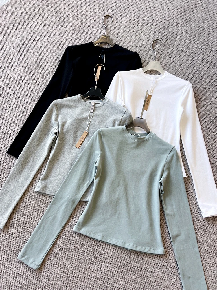Pure Kardashian Cotton round Neck Slim Fit T-Shirt Long Sleeve Short Sleeve Versatile Casual Style Women's Fashion Spring 2026