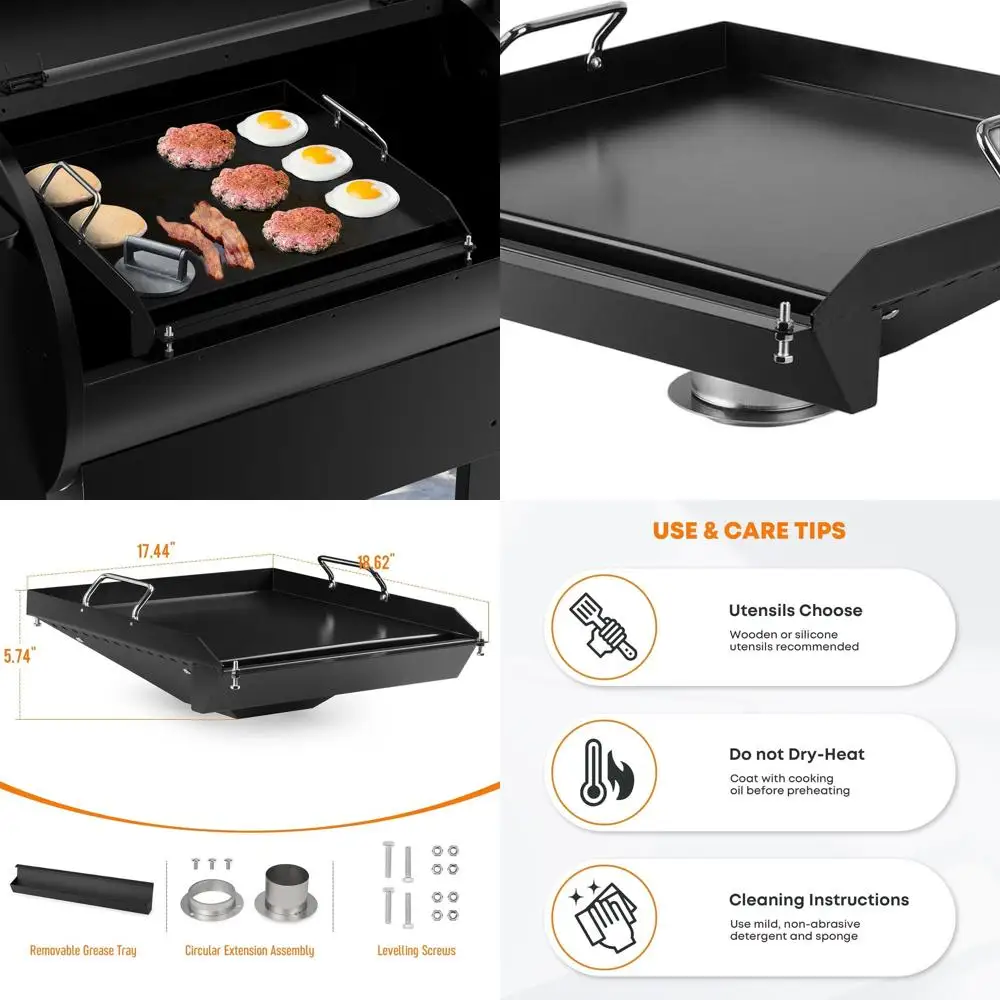 Inserto de plancha antiadherente universal para parrillas de pellets de 17,4 W x 18,6 D - Compatible con Traeger, Pit Boss, Camp Chef, Green Mountai