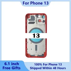 Rear Housing,For iPhone 13 Shell With Free Gifts,Battery Back Cover+Middle Chassis Frame+SIM Tray+Side Key Parts+Tools+Adhesive