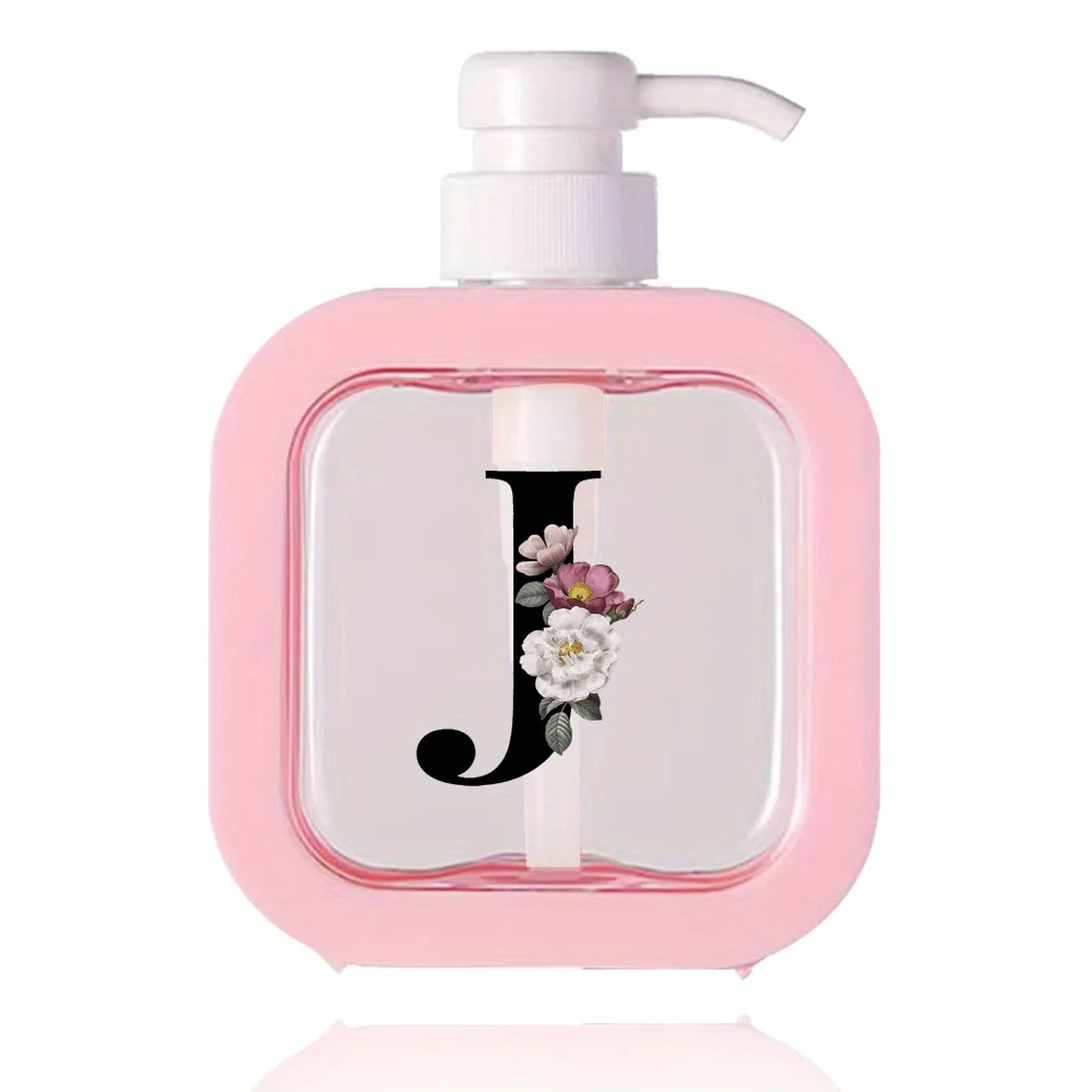 Distributeur de désinfectant pour les mains en plastique Transparent, récipient de Gel douche détachable de 500ml, bouteille de Type presse, motif Floral noir