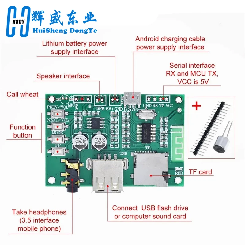 BT201 Dual Mode 5.0 Bluetooth Lossless Audio Power Amplifier Board Module Tf Card U Disk Ble Spp Serial Port Transparent Trans