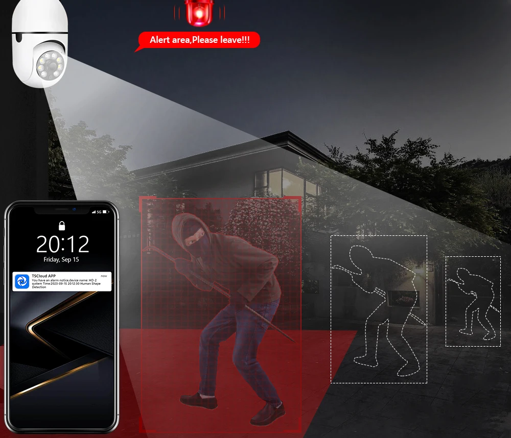 Movols WiFi Bulb Camera E27 Video Surveillance Home Indoor Security Baby Monitor IP Color Night Vision AI Auto Human Tracking