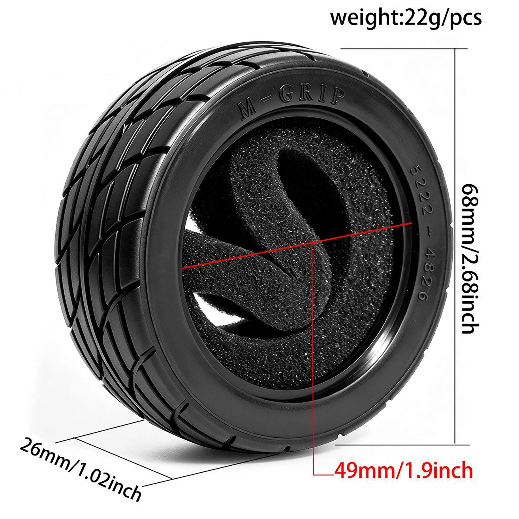 1/10 Racing Tires 68MM Rally Rubber Tyre for Tamiya TT01 TT02 XV01 XV02 PTG-2 TA06 HSP HPI Kyosho RC On Road Car Upgrade Parts
