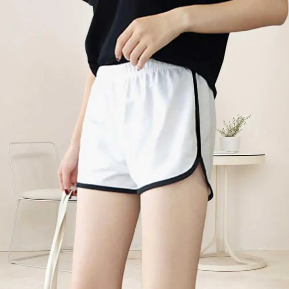 

Женские повседневные шорты с эластичной резинкой на талии, спортивные шорты со средней посадкой, лоскутные цветные шорты свободного покроя для фитнеса, бега, шорты для тренировок в тренажерном зале