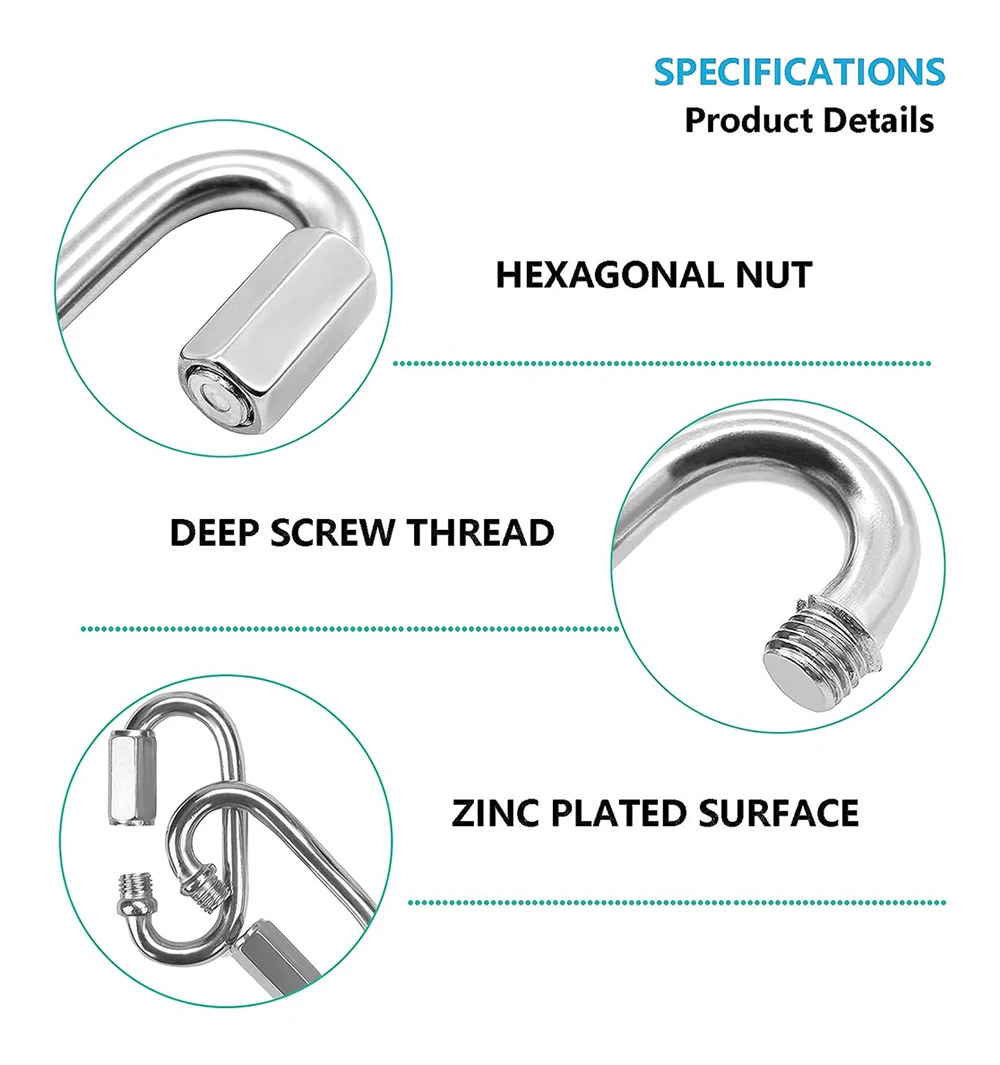 Multifunzionale In Acciaio Inox 304 Moschettone Rapido Ovale Screwlock di Collegamento Anello di Bloccaggio Gancio M3.5 confezione da 20