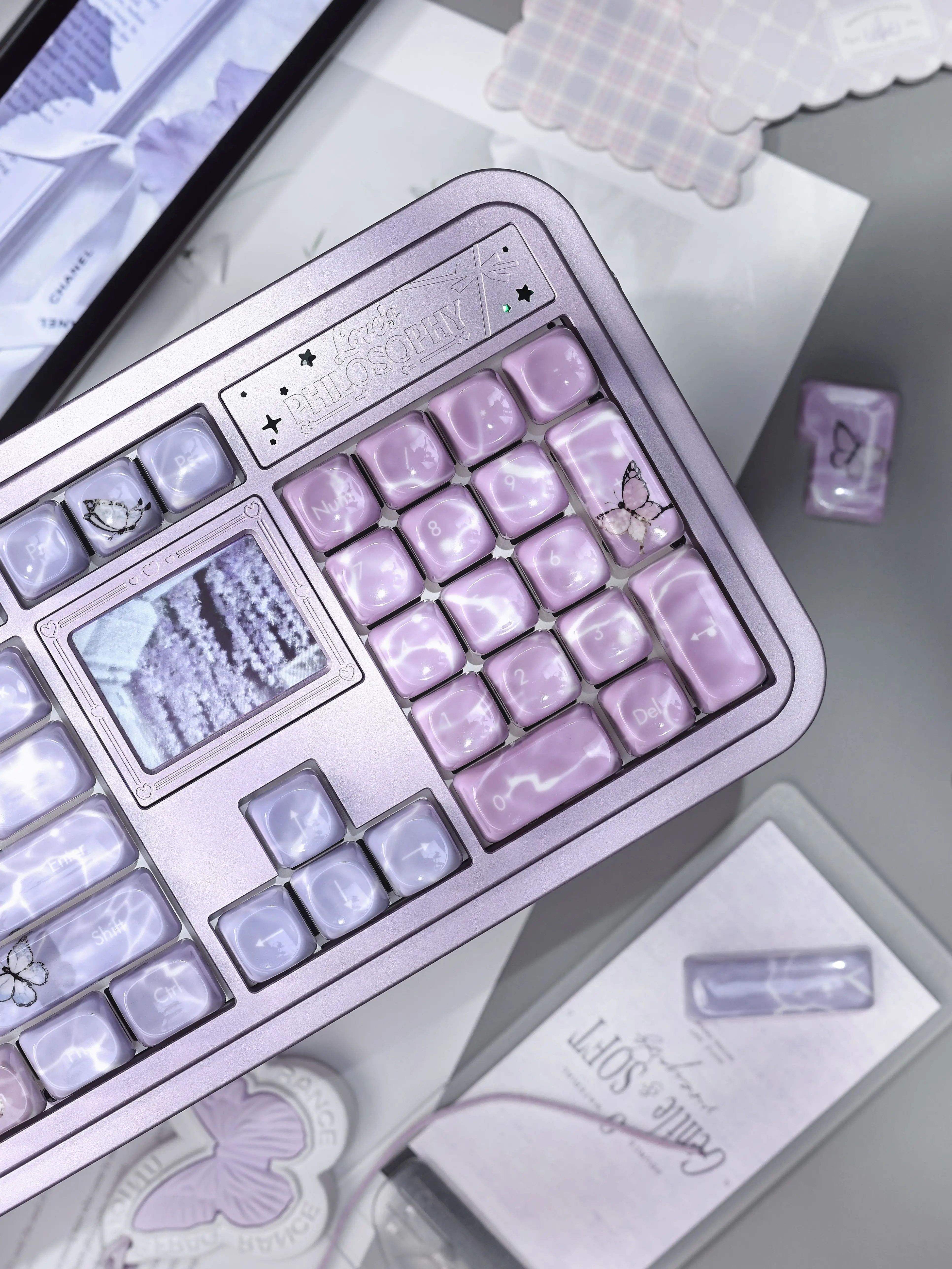 MAIMOOO Keycaps Dreamy Purple Imitating Rippling Water Waves MOA Cherry PC PBT Jade Grease Texture Mechanical Keyboard Keycap