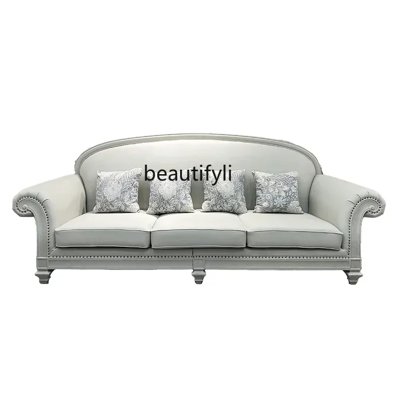 

Hot sales French sofa living room combination American leather solid wood European large apartment sofa